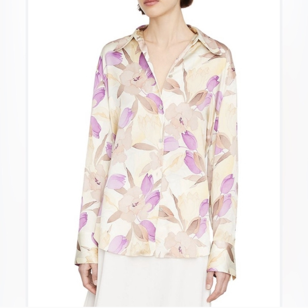 Vince Relaxed fit 100% silk magnolia blouse